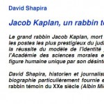 Jacob Kaplan « Un rabbin témoin du XXe siècle »